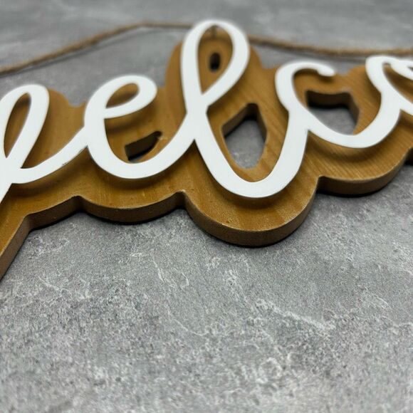 NWT Welcome Sign Front Door Wall Hanging Decor Minimalist White Brown - Picture 3 of 11